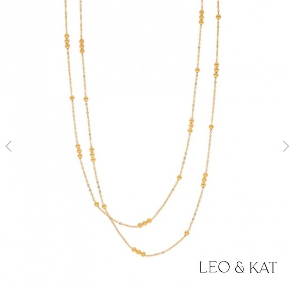 Double Layer Gold Ball Chain Necklaces. Stainless Steel. #2030 - Picture 2 of 5